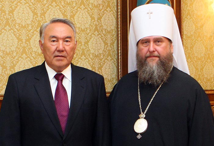 Президент Казахстана Н. А. Назарбаев поздравил митрополита Астанайского и Казахстанского Александра с юбилеем